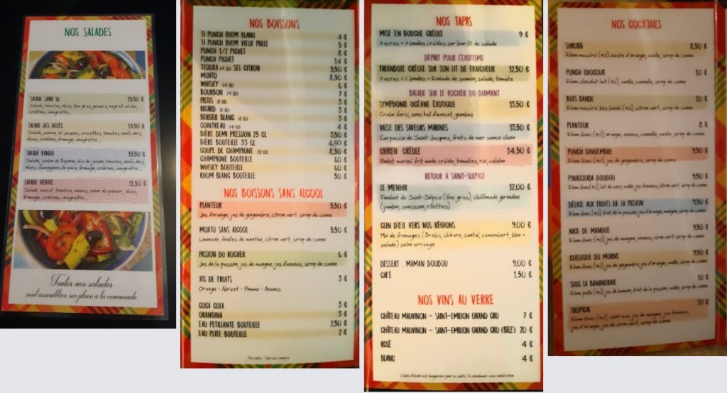 carte restaurant bar tapas les 3 ilets saint sulpice de faleyrens
