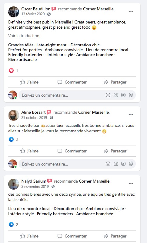 avis clients corner marseille vieux port