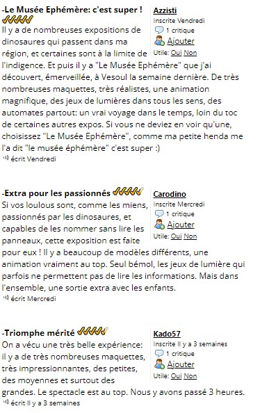Avis sur l'exposition des dinosaures, ils en parlent mieux que nous