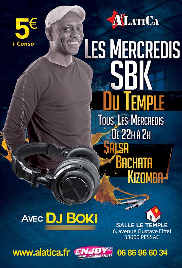 Soirée Salsa-Bachata-Kizomba (SBK) tous les mercredis au Temple avec A’Latica à Pessac