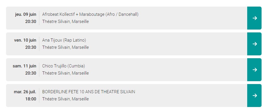 programmation et événement prévu au Théâtre Silvain à marseille