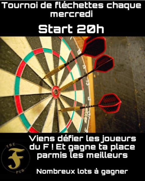 Tournoi de fléchettes tous les mercredis au Bar The F PUB Marseille