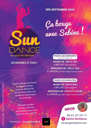 Cours de Sundance tous les mardis à Bieujac / SPORT – DANSE (enfants, ados, adultes)