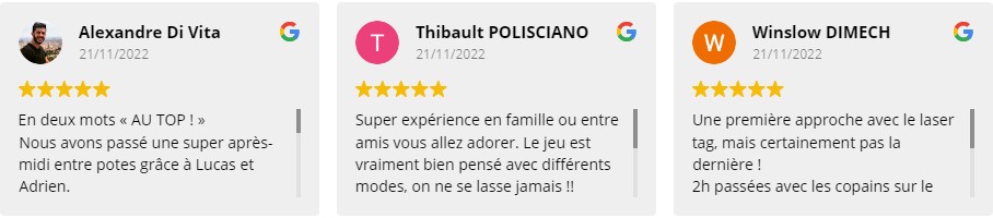 Avis clients sur le laser game Azur Adventures Nice