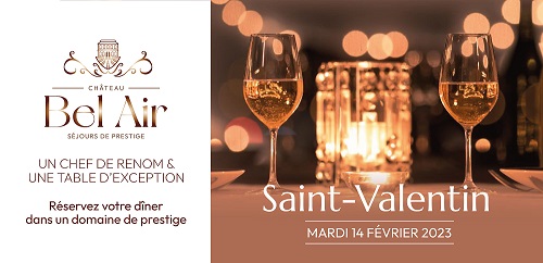Soirée Saint Valentin 2023 au Château Bel-Air à Sainte-Croix-du-Mont près de Bordeaux