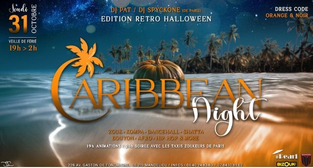 Soirée Carribean Night Halloween 2024 organisé par Ô Pearl Mandelieu - Salle Geolia Mandelieu (06210)
